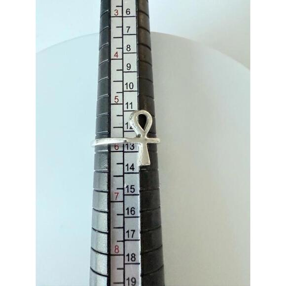 925 Sterling Silver Vintage Egyptian Ankh Oxidized Ring Size 6 Key of Life - Picture 6 of 8